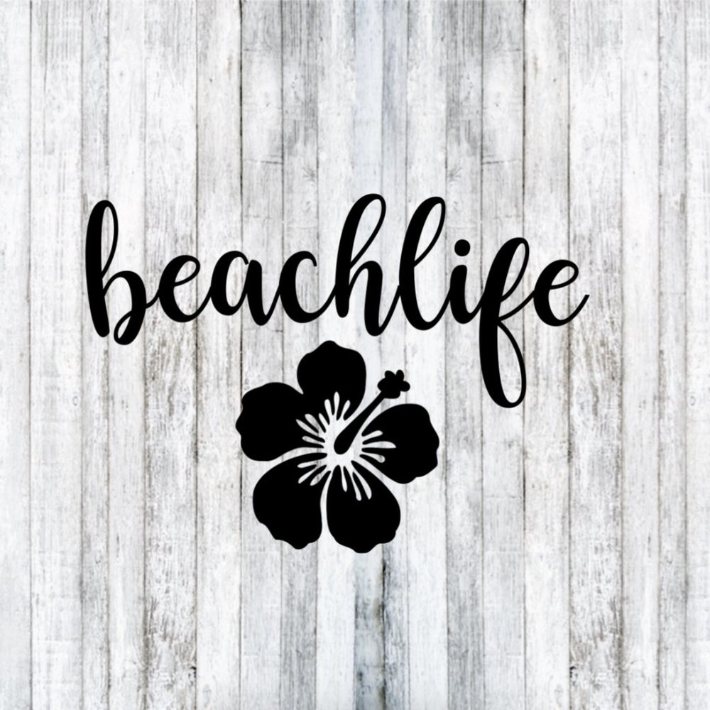 Beach Life Hibiscus Flower Car Window Decal